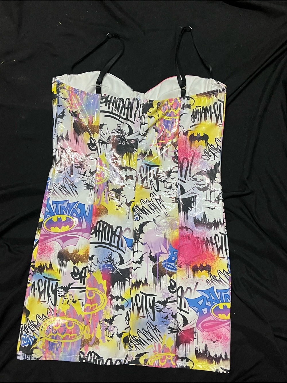 Dolls Kill Pretty Riot Batman Graffiti Mini Dress - Picture 3 of 3